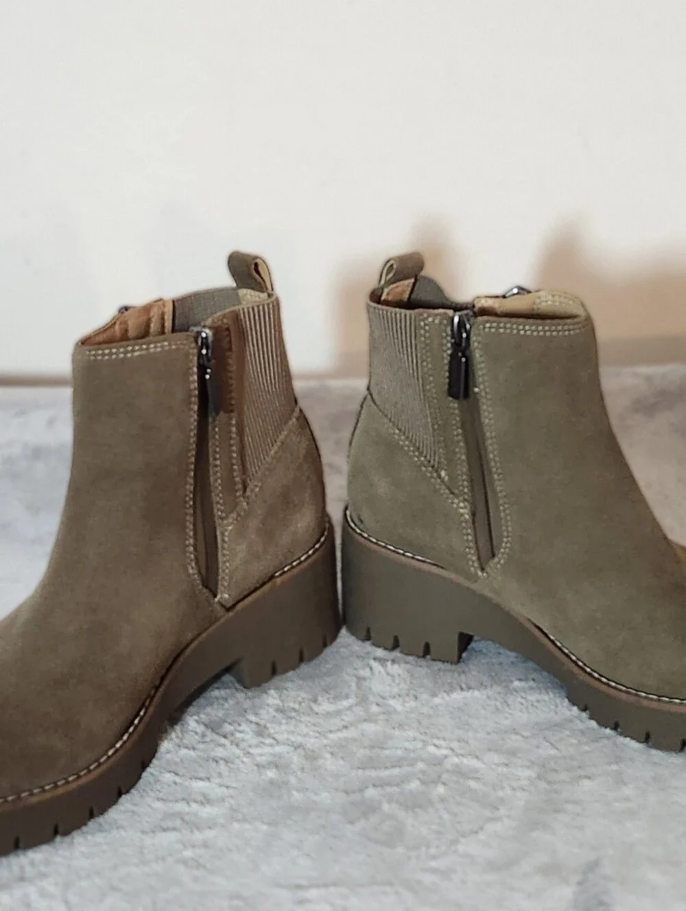 Blondo Damaris Waterproof Suede Booties Color: Taupe, Size: 6.5